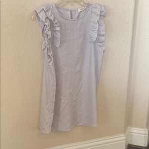 Hailey & Co. Striped Ruffle Sleeve Top - Blue & White Stripe Size S